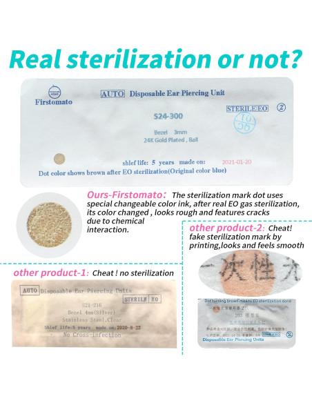 Kit de Perforación de Orejas Firstomato 2 Piezas Oro 24K Kit de Perforación de Orejas Firstomato 2 Piezas Oro 24K