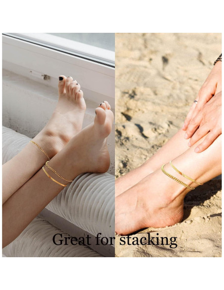 Conjunto de Pulseras de Tobillo DEARMAY Oro 14K Mujeres Conjunto de Pulseras de Tobillo DEARMAY Oro 14K Mujeres