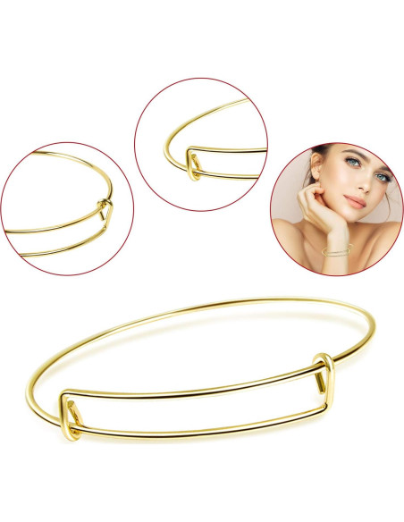 60 Pulseras Expandibles de Alambre de Acero UPINS Oro Ajustables 60 Pulseras Expandibles de Alambre de Acero UPINS Oro Ajustables