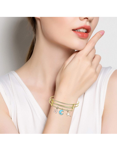 60 Pulseras Expandibles de Alambre de Acero UPINS Oro Ajustables