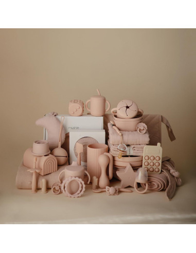 Clip para Chupete de Bebé Mushie Hera Rosa 100% Silicona BPA Free