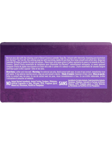 Barra de Jabón de Lavanda Desert Essence 142g - Hidratante y Suavizante