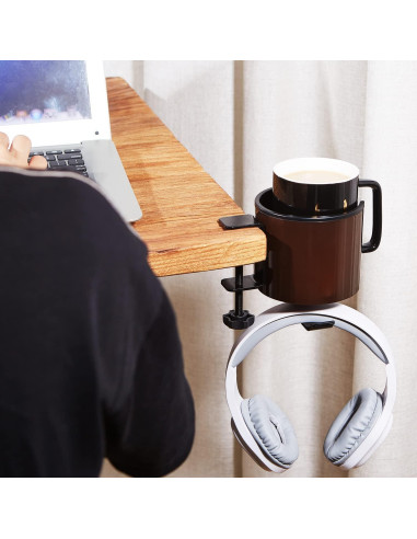 Soporte para Tazas y Auriculares GUNKING 2-en-1 Marrón Café