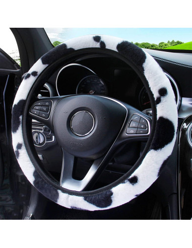 Cubierta de Volante de Pelaje ALEMODR 15" Universal para Auto