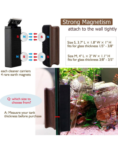 Limpiador Magnético para Acuarios hygger - Cristal 1.5-9.5mm Limpiador Magnético para Acuarios hygger - Cristal 1.5-9.5mm