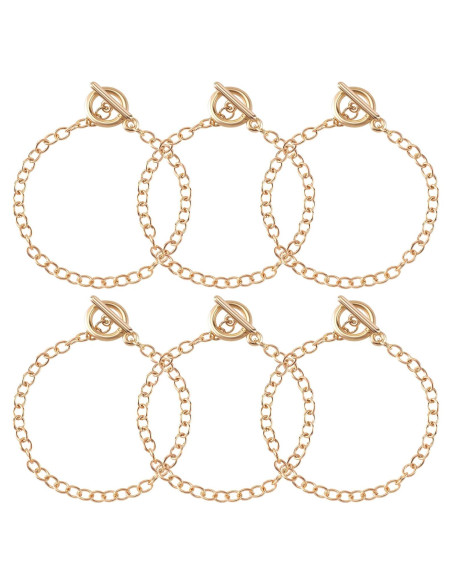 6 Cadenas de Pulsera Doradas Isslly 19.5 cm para DIY Joyería 6 Cadenas de Pulsera Doradas Isslly 19.5 cm para DIY Joyería