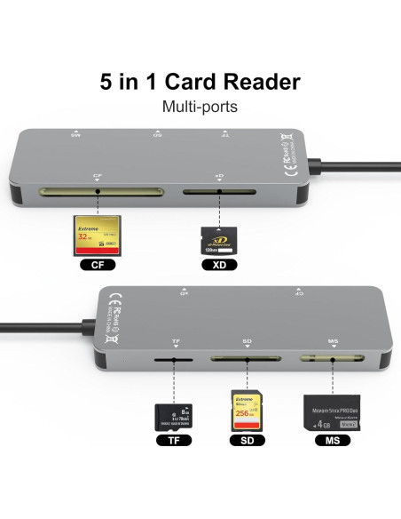 Lector de Tarjetas 5 en 1 Ardaddyn USB C Lightning OTG Lector de Tarjetas 5 en 1 Ardaddyn USB C Lightning OTG