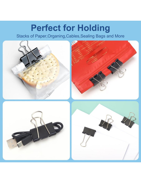 Clips de Carpeta Medianos Baxrou 48 Piezas Negro 3.18 cm Clips de Carpeta Medianos Baxrou 48 Piezas Negro 3.18 cm