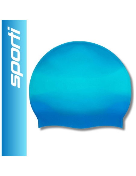 Gorro de natación de silicona Sporti unisex Aqua/Multi 19.37cm Gorro de natación de silicona Sporti unisex Aqua/Multi 19.37cm