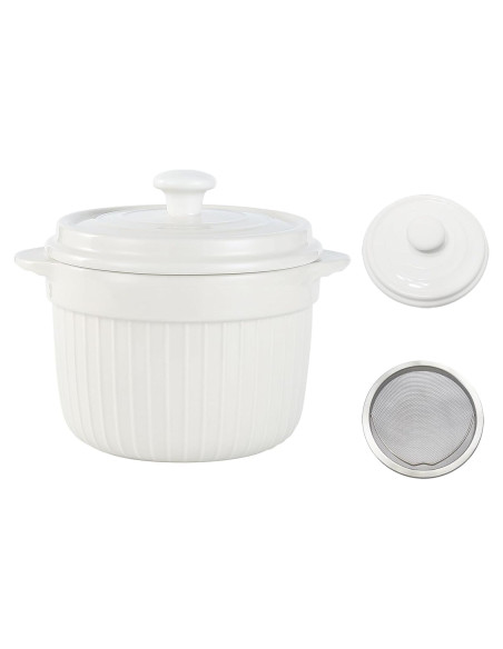 Contenedor de Grasa de Cerámica MaoYaMao 0.5L Blanco con Colador Contenedor de Grasa de Cerámica MaoYaMao 0.5L Blanco con Colador