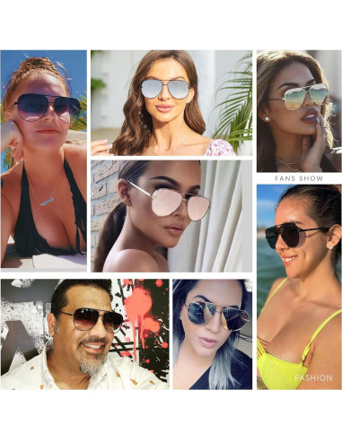Gafas de sol aviador grandes ANDWOOD UV400 para mujeres