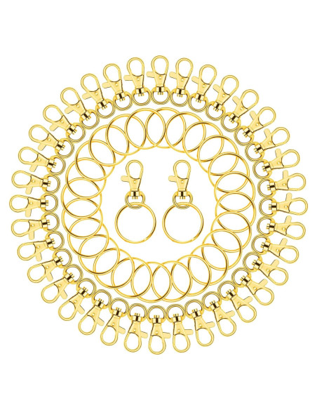 Kit de 100 Anillos y Ganchos de Llavero Paxcoo Dorados Kit de 100 Anillos y Ganchos de Llavero Paxcoo Dorados