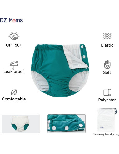 Paquete de 2 Pañales de Natación Reutilizables EZ Moms 2T