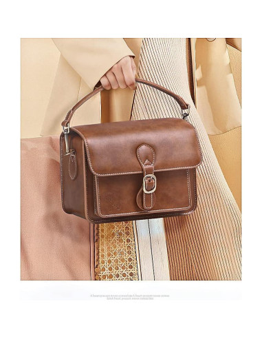 Bolsa de Hombro Cwatcun para Cámara Compacta Impermeable Marrón