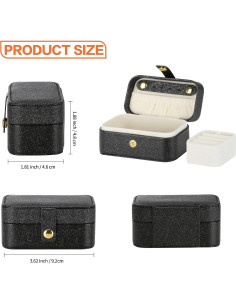 Caja de Joyería de Viaje KUKUVR Negra, Organizador Portátil 9.5x5x5 cm 2