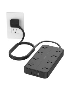 Regleta de Sobretensión 2000J TESSAN 5 PIES 11 Salidas USB AC