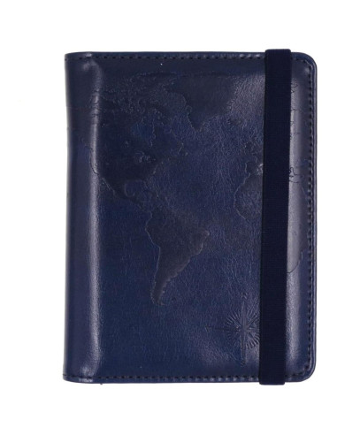 Funda de Pasaporte RFID Kandouren Cuero PU Mapa Azul