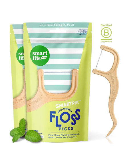 Palillos de Hilo Dental Biodegradables SmartLifeco - 100 Unidades Menta Palillos de Hilo Dental Biodegradables SmartLifeco - 100 Unidades Menta