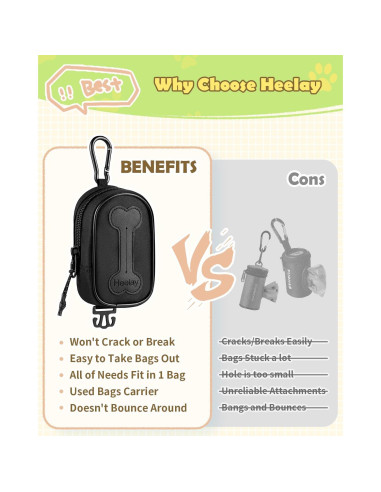 Dispensador de bolsas de excremento para perro Heelay negro