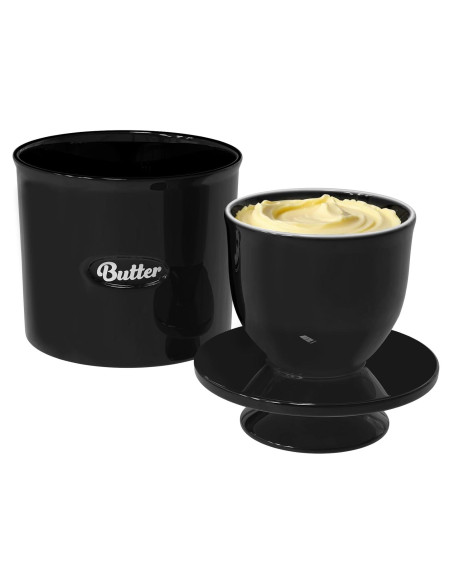 Crock de Mantequilla Rucocron Cerámica Negra 250ml con Tapa Crock de Mantequilla Rucocron Cerámica Negra 250ml con Tapa