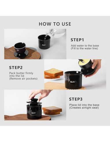 Crock de Mantequilla Rucocron Cerámica Negra 250ml con Tapa