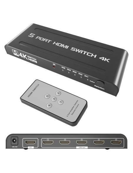 Conmutador HDMI 5 en 1 KAGO 4K@60Hz con Control Remoto Conmutador HDMI 5 en 1 KAGO 4K@60Hz con Control Remoto