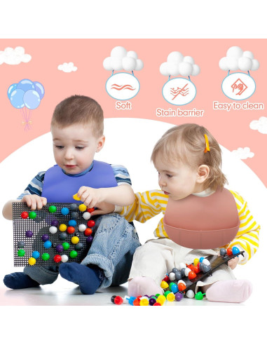 Baberos de Silicona Mepase Impermeables 6 Colores Ajustables