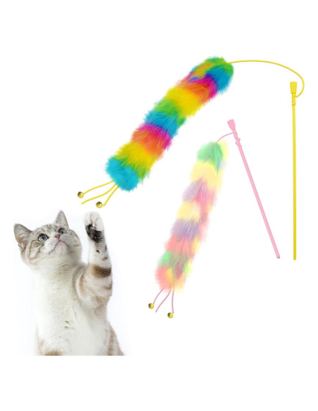 2 Varitas Juguete para Gatos Lepawit con Plumas y Campanas 2 Varitas Juguete para Gatos Lepawit con Plumas y Campanas