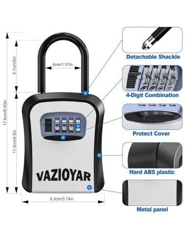 Caja de Llave Vazioyar con Cerradura de Combinación 4 Dígitos