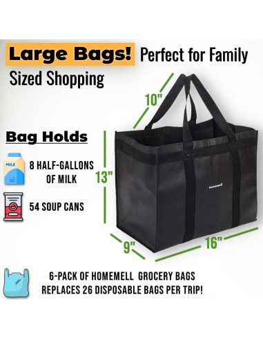 Bolsas de Compras Reutilizables Homemell, Paquete de 4, 45.36 kg