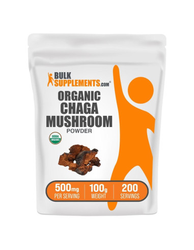Polvo de Hongo Chaga Orgánico BulkSupplements 100g Vegano