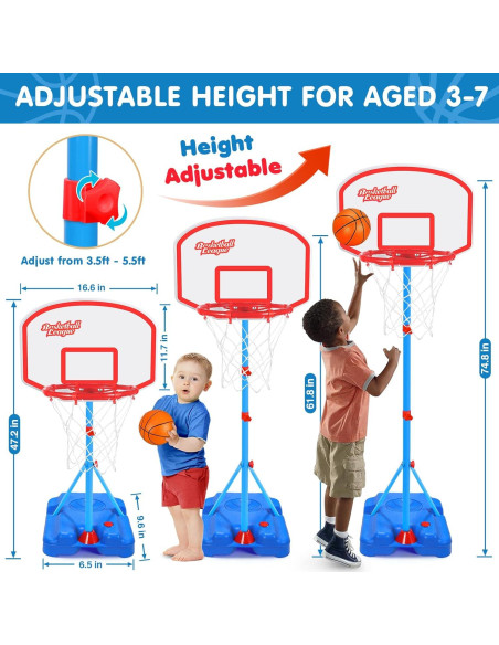 Aro de Baloncesto AOKESI Ajustable 1.07m-1.68m para Niños Aro de Baloncesto AOKESI Ajustable 1.07m-1.68m para Niños