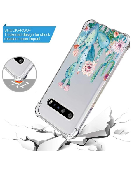Funda Protectora TPU Transparente Floral para LG V60 ThinQ 5G Funda Protectora TPU Transparente Floral para LG V60 ThinQ 5G