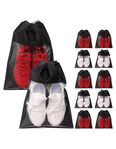 Paquete de 12 bolsas de zapatos portátiles negras 32x44 cm