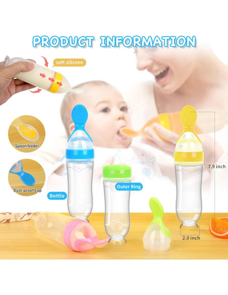 Dispensador de Comida para Bebés 4 Pack Cucharas Silicona 3 oz Dispensador de Comida para Bebés 4 Pack Cucharas Silicona 3 oz