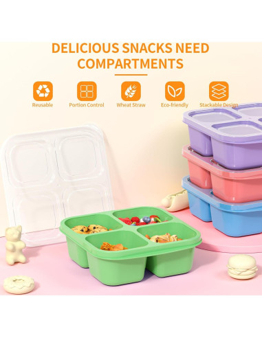 Cajas Bento RGNEIN 4 Compartimentos Reutilizables 473ml