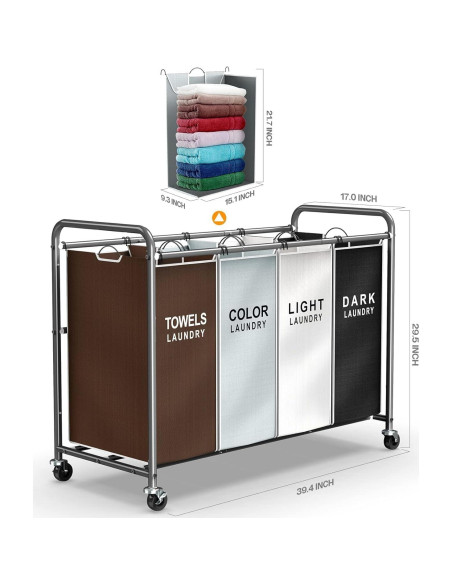 Carro Organizador de Ropa ROMOON 172L con 4 Compartimentos Carro Organizador de Ropa ROMOON 172L con 4 Compartimentos