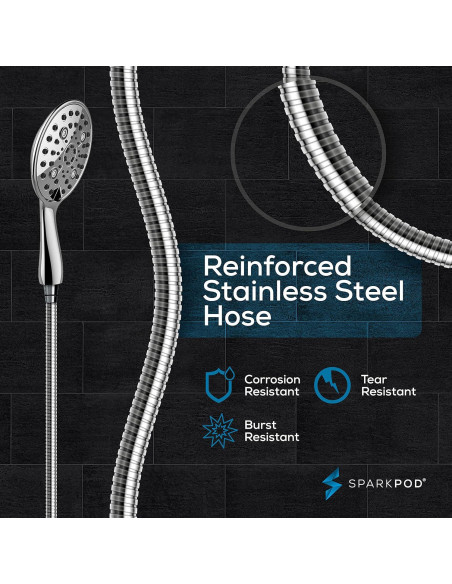 Cabezal de Ducha de Mano SparkPod Alta Presión 6 Funciones 177.8 cm Cabezal de Ducha de Mano SparkPod Alta Presión 6 Funciones 177.8 cm