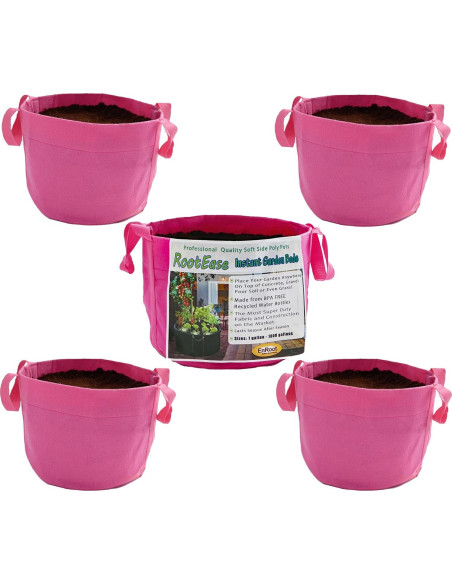 Bolsas de Cultivo Enroot 5-Pack 11.36L Tela Rosa Duraderas Bolsas de Cultivo Enroot 5-Pack 11.36L Tela Rosa Duraderas