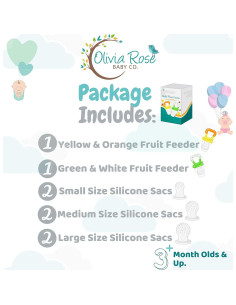 Chupete de Alimentación de Frutas para Bebés - 2 Piezas, Silicona Libre de BPA 2