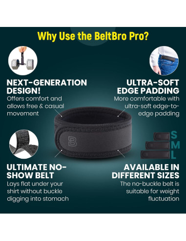 Cinturón Elástico Sin Hebilla BeltBro Pro para Hombres 1.5"