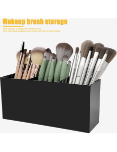 Organizador de Brochas de Maquillaje Cerpourt Negro Acrílico 3 Compartimentos 2