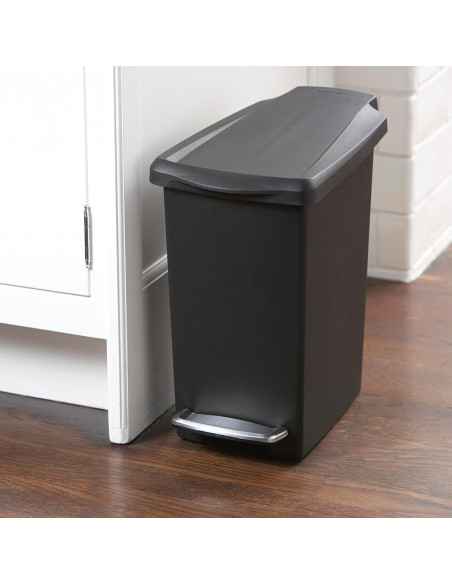 Basurero Compacto 10 Litros simplehuman Negro con Pedal Basurero Compacto 10 Litros simplehuman Negro con Pedal