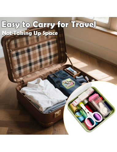 Kit de Costura Portátil Welldone Rosa - Todo en Uno para Viajes