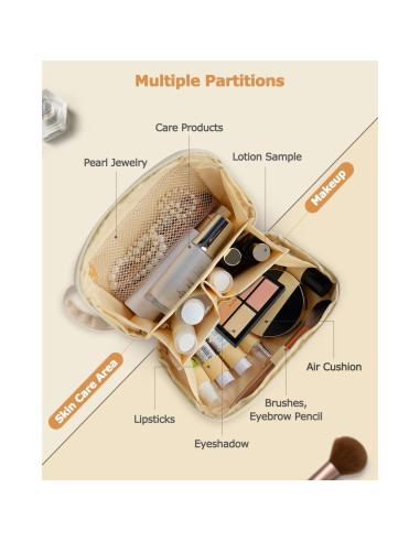 Bolsa de Maquillaje de Viaje Soimeat Mediana Beige Impermeable