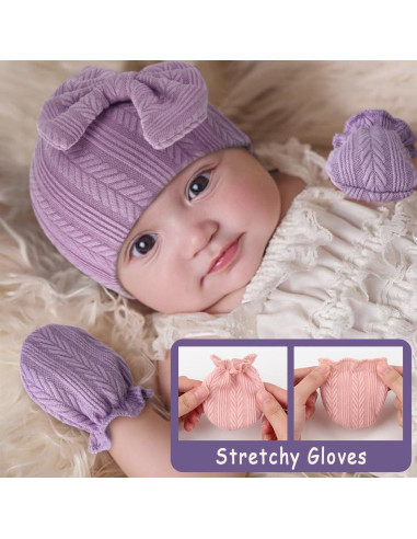 Conjunto de Gorro y Manoplas AQOKKA Bebés 0-6 Meses Algodón