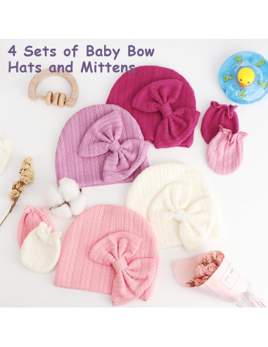 Conjunto de Gorro y Manoplas AQOKKA Bebés 0-6 Meses Algodón