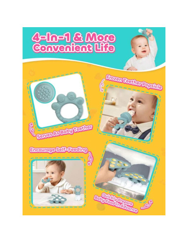 Moldes de Popsicle de Silicona para Bebés LOTBILL - Azul