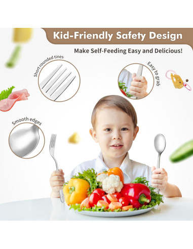 Set de Cubiertos para Niños DRKIO - 12 Piezas Acero Inoxidable