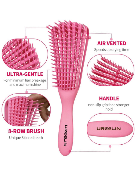 Set de Cepillos para Cabello Rizado UREELIN - 4 Piezas Rosa Set de Cepillos para Cabello Rizado UREELIN - 4 Piezas Rosa